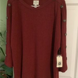 New St John Bay burgundy sweater Sz Lg.
